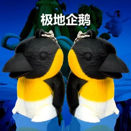 FREE SHIPPING BY DHL 100pcs/lot New Plastic LED Penguin Keychains with Sound Novelty Penguin Keyrings for Gifts
