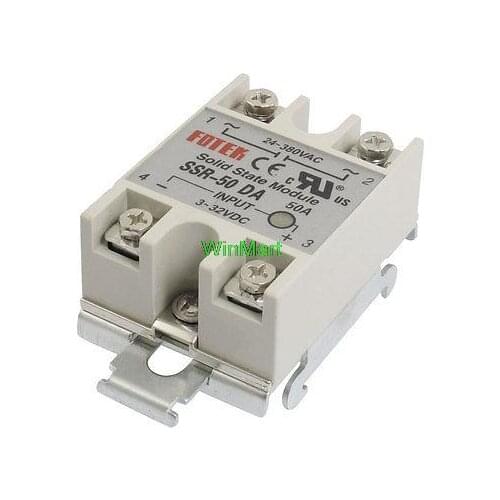 DC 3-32V Input Temperature Control Solid State Relay w DIN Rail 50A SSR-50DA