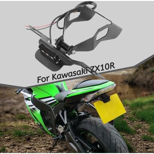 For Kawasaki ZX10R ZX 10R ZX-10R 2017 18 2019 2020 Motorcycle License Plate Holder Bracket Tail Tidy Fender Eliminator LED Light