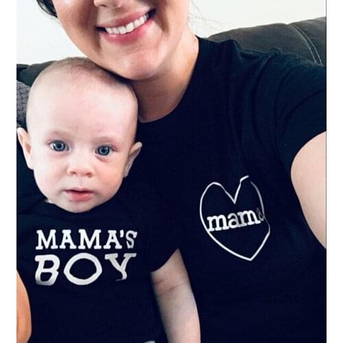 Mommy and Me Shirts Mama and Mamas Boy Mom and Son T Shirt Cute Family Look Matching Clothes Mother Son Outfits T-shirt