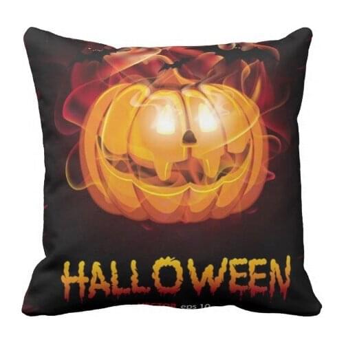 Halloween Pumpkin and Ghost Home Textile Skull Pumpkin Pillow Case Decorative Cotton Polyester Cushion Cover