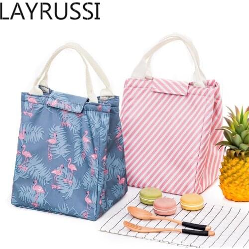 LAYRUSSI Oxford Cloth Insulated Bag Waterproof Portable Lunch Bag Student Lunch Box Picnic Pouch Dinner Thermal Bag Food Door