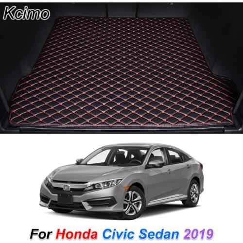 Custom Leather Car Trunk Mats for Honda Civic Sedan 2019 Rear Trunk Floor Mat Tray Carpet Cargo Liner Auto Accessories