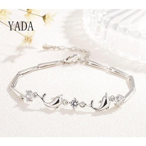 YADA S925 creative Silver color Dolphin Bracelets&Bangles For Women Lady Bracelets Charm Friendship Crystal Bracelet BT200122