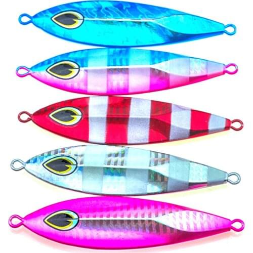 60/80/100g Sinking Slow jig Shake Metal Jigging Fishing Spoon Iron Plate Luminous Baits Hard Lead Deep Sea Fishing Jig Lures