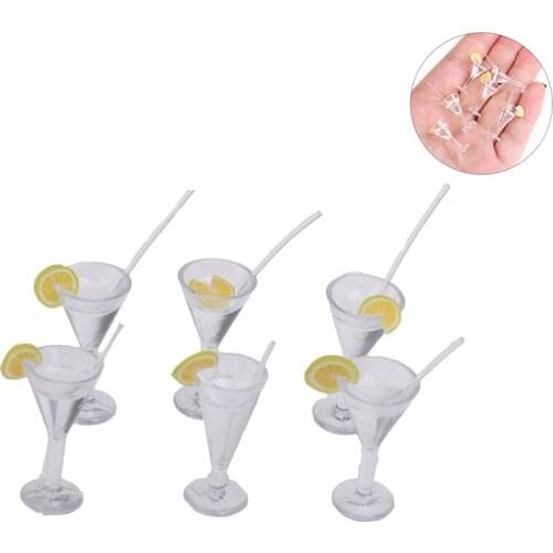 6Pcs 1:12 Dollhouse Miniature Lemon Juice Cups Dolls Kitchen Drink Accessories