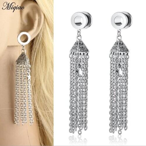 Miqiao 2 Pcs Human Body Piercing Ear Expander European and American Exaggerated Pendant Ear Expander New Auricle