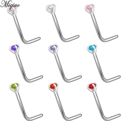 Miqiao 2pcs Punk Piercing Jewelry New Stainless Steel Claw Buckle Hypoallergenic 9 Color Nose Nails L Rod 7 Word Nose Ring