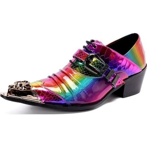 Fashion Designer Multicolor Real Leather Men Oxfords Office Shoes Wedding Dress Shoes Lace Up Business Men Shoes 2021