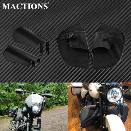 Motorcycle Soft Lowers Chaps Leg Warmer Cover Bag +Matte Black Shade Handguards For Harley Touring FLHR Street Road Glide 96-07