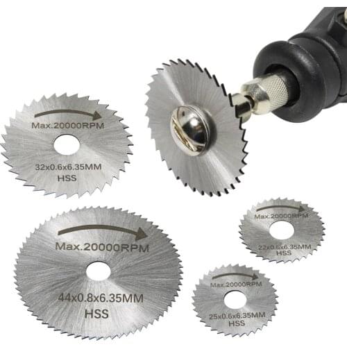 6pcs Mini Circular Saw Blade Set High Speed Steel Cutting Disc 1/8" shank Dremel Rotary Tool Accessories for Wood Aluminium Cut