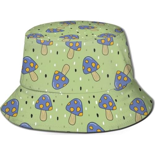 NOISYDESIGNS 2021 Bucket Hat Mushroom Designs Hats Women Sun Hat Summer Ladies Fashion Fisherman Cap Fisherman Hats Green