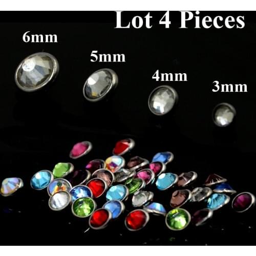 Lot 4 Pieces Surgical Steel Micro Dermal Piercings Dermal Anchor Top Piercings Skin Diver CZ Crystal Top Piercing Body Jewelry