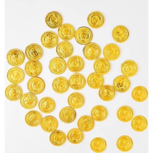 50pcs Pirate Fake Plastic Gold Coin birthday party decorations kids Pirate Gold Halloween Christmas party decoration supplies