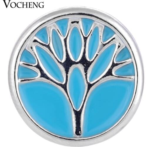 Vocheng Snap Charms Family Tree 3 Colors Hand Painted 18mm Metal Button Jewelry Vn-1328