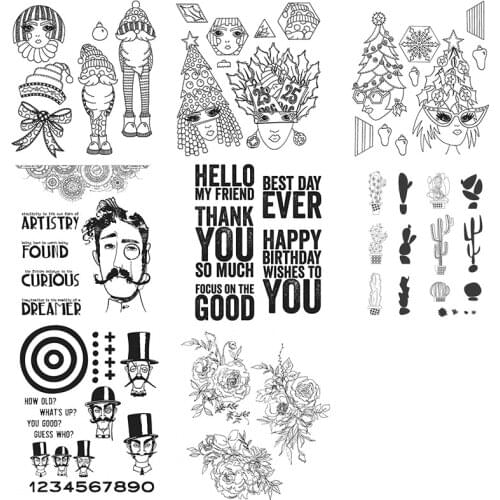 Clear Stamps Flowers Cool Girl Uncle Bearded Cactus Happy Birthday Wishes For DIY Scrapbook Photo Album Craft Card 2021 New