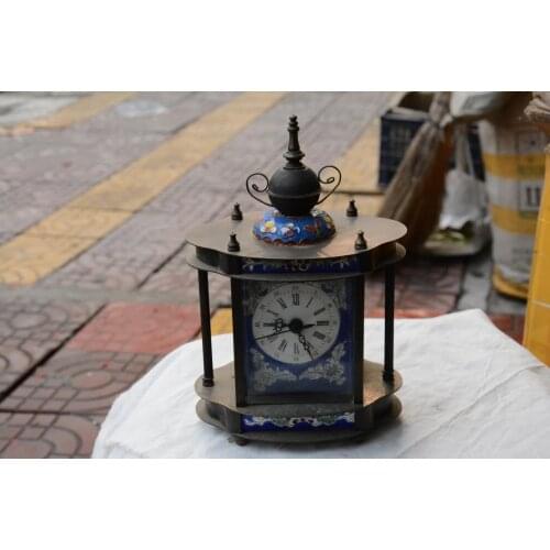Rare Old Copper Mechanical Clock, can work,Cloisonne,1889, best collection&adornment,free shipping