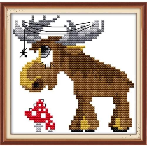 Christmas deer 2 cross stitch kit aida 14ct 11ct count print canvas stitches embroidery DIY handmade