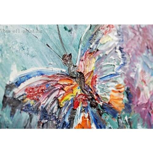 Hand-painted Original Animal Butterfly Oil Painting on Canvas Palette Knife Wall Artwork Pictures Home Decoration Hang Paintings