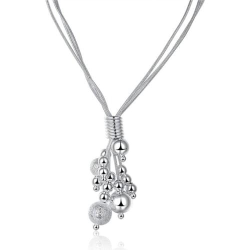 BABYLLNT 925 Silver Snake Chain Glossy / Matte Beads Pendant Necklace For Woman Charm Fine Jewelry Wholesale Gift