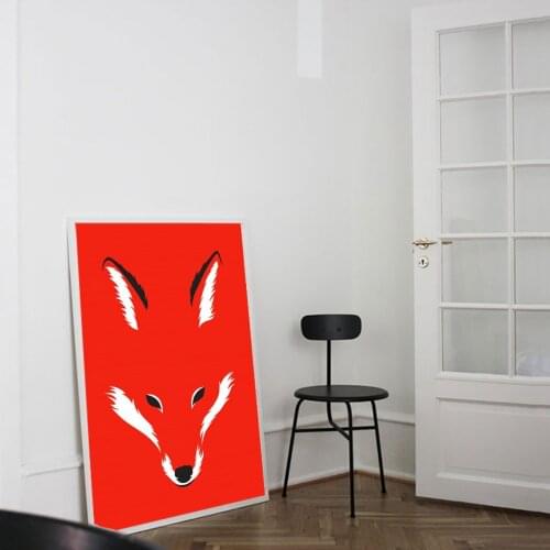 Red Fox Nordic Cartoon Poster Abstract Animal Print Simple Art Canvas Painting Modern Wall Pictures for Living Room Home Decor