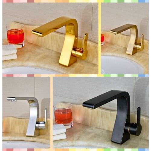 Uythner Deck Mounted Single Handle Single Hole Bathroom Sink Faucet Mixer Tap Brass Tap