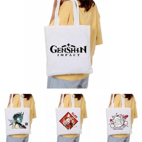 Game Genshin Impact Klee Shopping Bag Anime Canvas Backpack Gods Eye Halloween Cosplay Handbag RAZOR XIAO VENTI LISA Xmas Gift