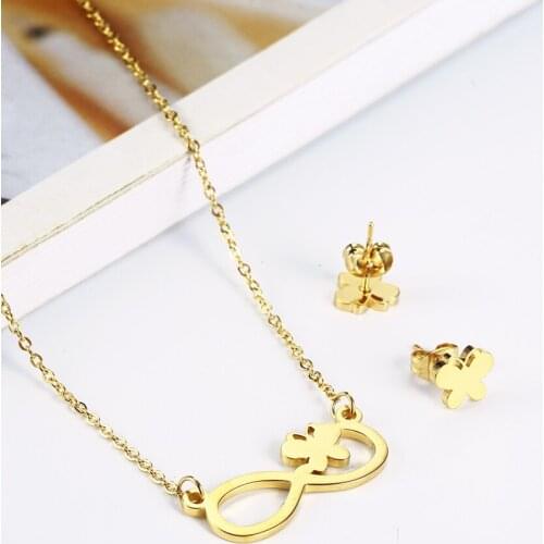 XUANHUA Stainless Steel Jewelry Woman Vogue 2019 Endless Charm Necklace Earrings Set Wholesale Jewelry Accessories Bohemian