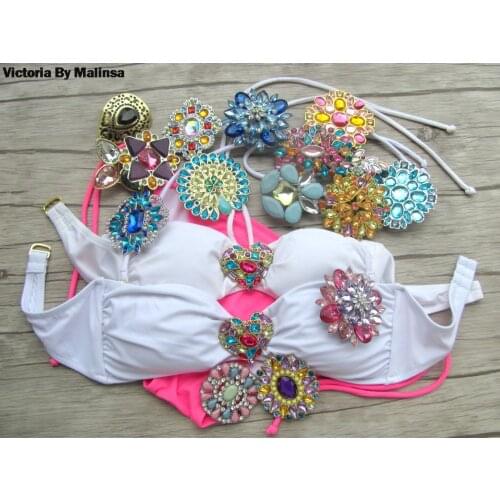 Women Flower Rhinestone Swimsuit Brooch Wedding Bridal Pin Jewelry bikinis brooches Gifts Vintage