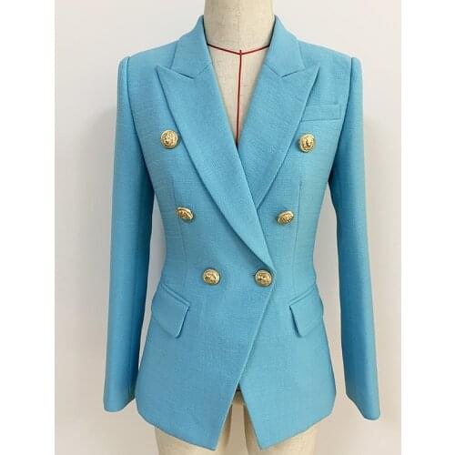 QUALITY Newest HIGH 2021 Runway Designer Blazer Jacket Womens Classic Lion Buttons Double Breasted Slim Fitting Blazer