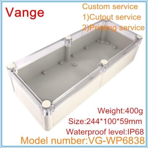 1pcs/lot IP68 waterproof mold made extruded shell box 244*100*59mm ABS plastic junction housing case for wire connector