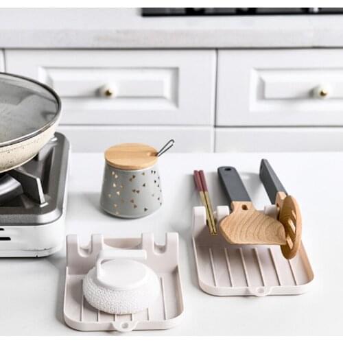 1PCS Multifunctional Spoon Holder Mat Durable Spatula Rack Storage Rack For Kitchen Floor Plastic Pot Lid Rack For Home
