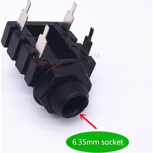 10pcs/lot Pure copper core 6.35 MM socket Small 2 core type 6.5 MM socket tortoise mono microphone audio socket