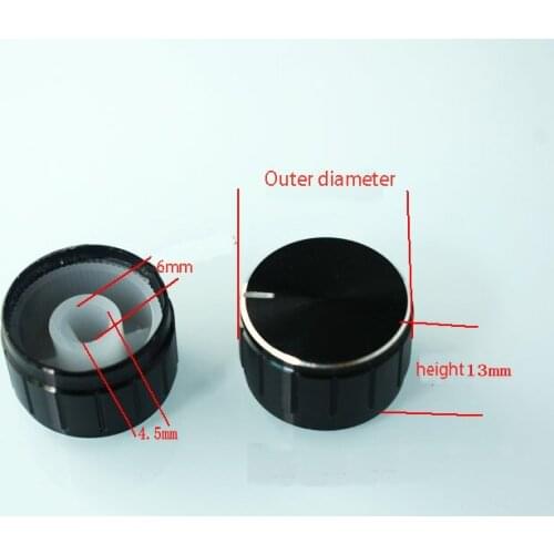 10pcs Semi-round handle knob 21*13MM black volume knob D hole navigation knob cap D axis potentiometer knob