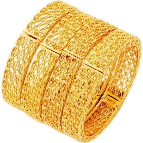 4Pcs/Lot Ethiopian Jewelry Dubai Bangle for Women African Party Jewelry bride Wedding Luxury Bracelet Middle East Gift
