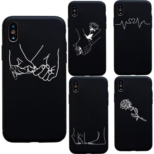 Abstract Line Art Drawing Couples Kiss Rose Hand Feet soft case for iphone 6 6s 7 8 plus X XS Max XR 5s SE cover Funda Coque