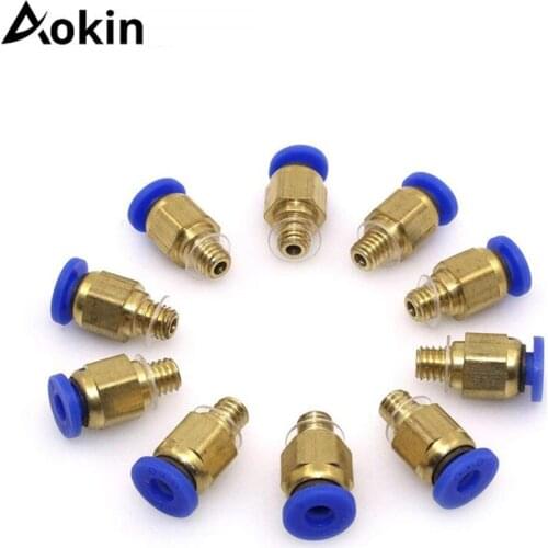 Aokin 10pcs/lot PC4-M6 Pneumatic Connectors Bowden Filament J-head Coupler Fittings For Reprap 3D Printer Feeding Hotend