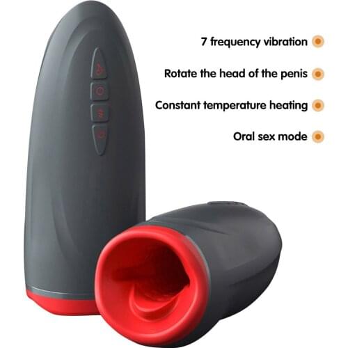 Automatic Rotating Male Masturbator Penis Delay Trainer Vibrator Heating Oral Climax Sex Glans Stimulate Massager Sex Toy forMen