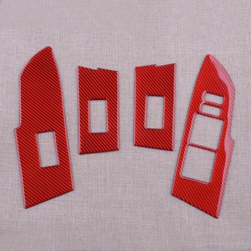 4Pcs/Set Car Red Carbon Fiber Window Lift Switch Panel Cover Trim Frame Fit For Toyota Corolla 2014 2015 2016 2017 2018 LHD