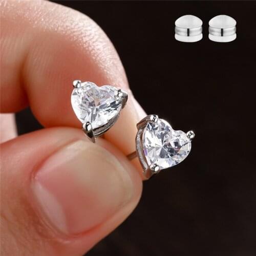 White Zircon Minimalist Earrings Cute Heart Small Earrings Female Luxury Crystal Stone Stud Earrings For Women Wedding Jewelry