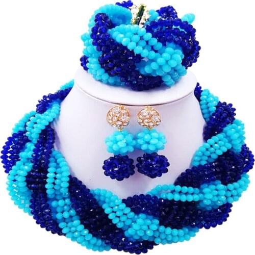Free Shipping Royal Blue Jadelue Vintage African Women Crystal Jewelry Sets for Anniversary 12C-BZ-29