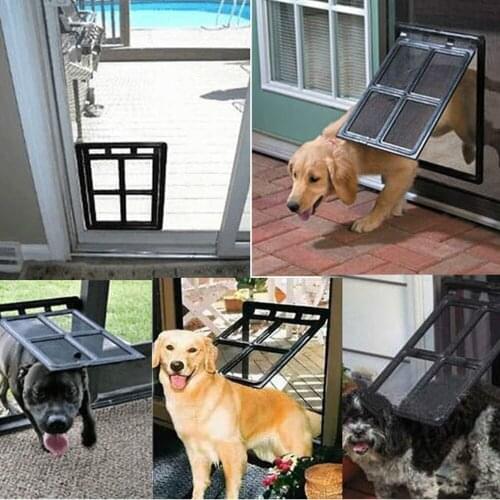 Dog Door Safety Dog Door Home Pets Supplies Cat Hole Dog Window Plastic Black Non-Toxic Home Convenient Cat Doors Safe Dog Door