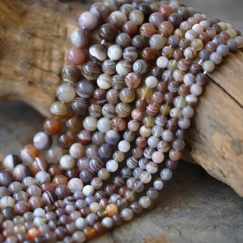 4-14mm Natural Round Stripe Lace Brown Botswana Agates Beads For Jewelry Making Beads 15'' Needlework DIY Beads Bracelets Gift