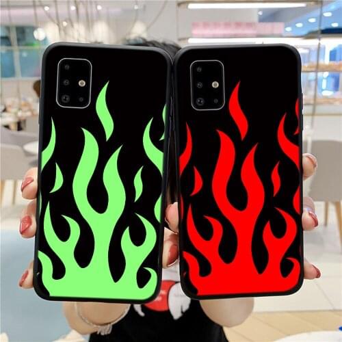 Cool Green Red Flames Case For Samsung A20 A30 A40 A40S A50 A51 A70 A71 A81 A91 S20 Plus Ultra M30 M60S M80S Note10 S10 Lite