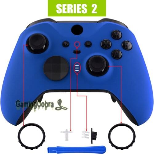 Blue Soft Touch Faceplate Front Housing Shell Case Replacement Kit for Xbox One Elite Series 2 Controller Model 1797