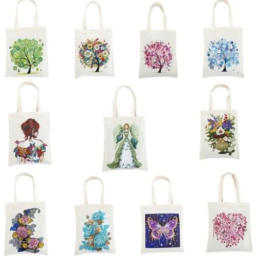 DIY Diamond Painting Reusable Gift Bag, Shopping Bag with Handles, Grocery Bag, Fabric Tote Bag, Foldable, Strong& Eco Friendly