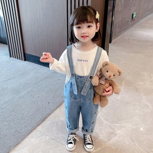 Baby Denim Clothes Summer 2021 Girls Boy Cowboy Children Rompers Heart Jumpsuit Sling Strap Kids Outfits