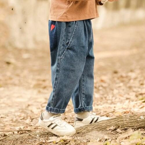 Spring and Summer Kids Jeans for Girls Boys Jeans for Girls Casual Loose Cartoon Embroidered Thin Jeans Children Jeans