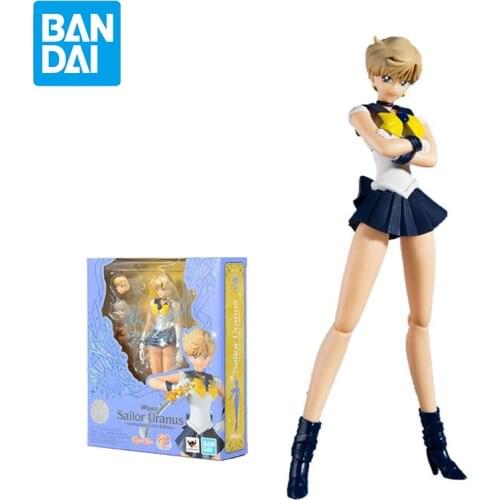 Original Bandai SHF Sailor Moon Sailor Uranus Animated version Action Figure PVC Anime Model Doll Decoration Toy Birthday Gift
