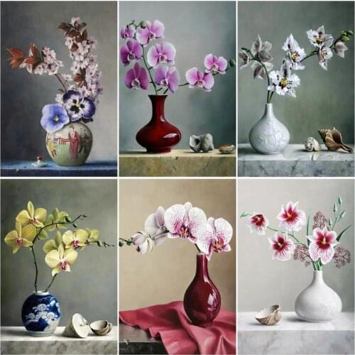 CHENISTORY Frame Picture Diy Oil Painting By Numbers Flowers Acrylic Wall Art Home Decors Coloring By Numbers For Diy Gift Artcr